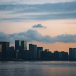 city, buildings, nature, sunrise, skyline, water, twilight, cityscape, early morning, quiet